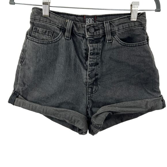 Urban Outfitters BDG Dark Wash Cotton Blend High Rise Mom Denim Shorts Size 25 - Picture 1 of 7